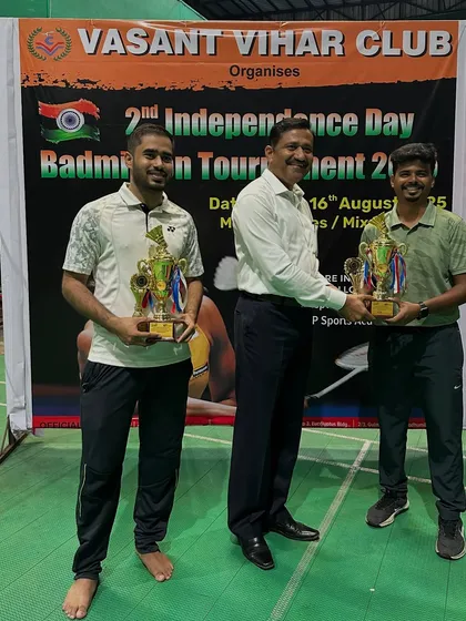 Runners-up of the Men's Doubles A Group, Shubham Sir and Abhishek, after a tough final match.