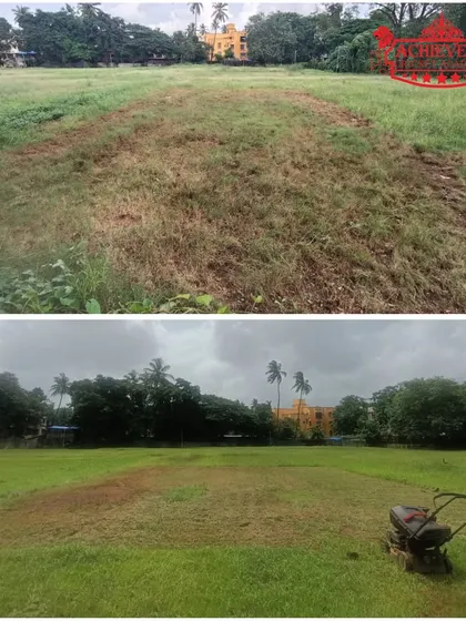 The grind starts before you even step on the pitch. This before-and-after shot shows our commitment to providing professional-grade facilities, ensuring our grounds are perfectly prepared for high-intensity training sessions.