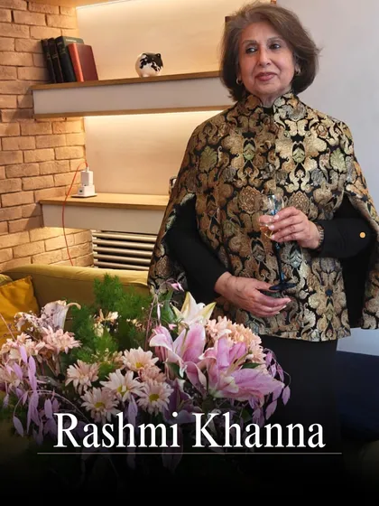 Here is the elegant Rashmi Khanna wearing one of our classic brocade cape jackets. It shows how our pieces flow with every side of the women who wear them.