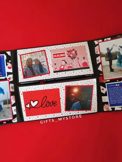 A two-page spread from the birthday album, showcasing a mix of photos and personalized messages.