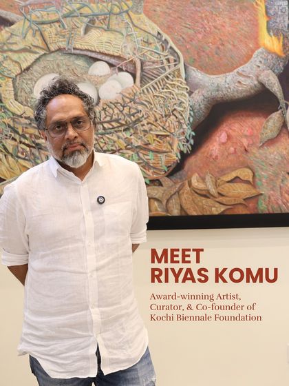 We were honored to host Riyas Komu, award-winning artist, curator, and co-founder of the Kochi Biennale Foundation, at our 'The Masters & The Modern: South Edition' exhibition.