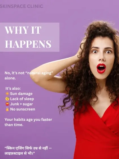 Why does aging happen? It's not just a "natural" process. Your habits can age you faster than time. Sun damage, lack of sleep, junk food, sugar, and not using sunscreen are all major contributors.