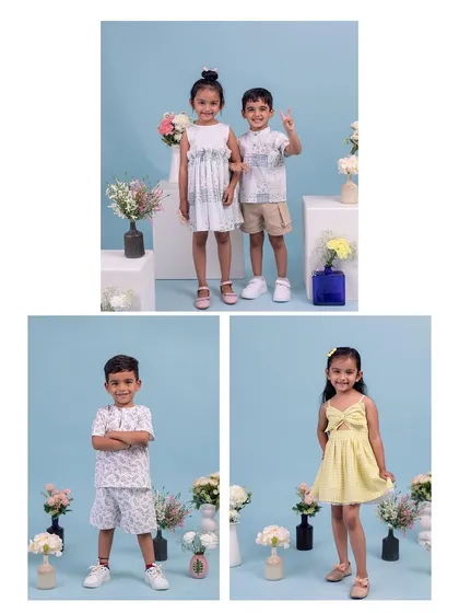 This collage showcases the variety we captured during a product shoot for a kids' clothing brand. Each photo highlights a different outfit and the unique personality of the child model, demonstrating the versatility of my studio work.