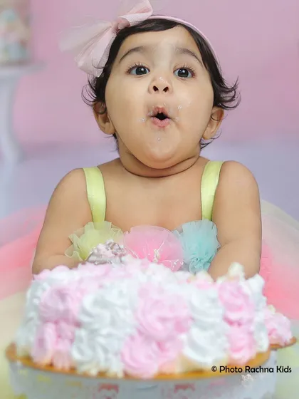 The pure surprise and joy of a first birthday cake smash. We capture these wonderfully messy and expressive moments in our fun, themed setups.