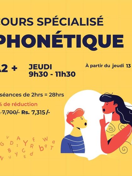 A graphic for our specialized Phonetics course, designed to help A2+ students master French pronunciation. We believe becoming a specialist in your field of competence expands your horizons.