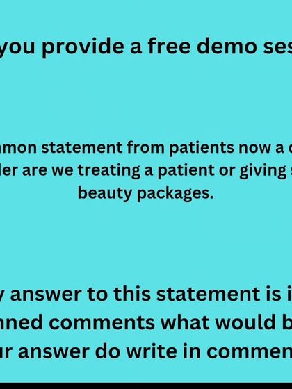 The request for a "free demo session" is becoming more common. I believe this devalues our professional medical service, and it's important for us as a community to hold our ground and explain that our work is treatment, not a trial package.