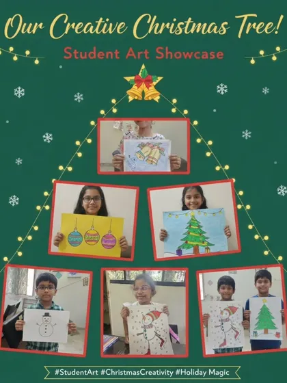 Our creative Christmas tree, made from a collage of our students' festive artwork. It’s a beautiful showcase of their holiday spirit and talent.