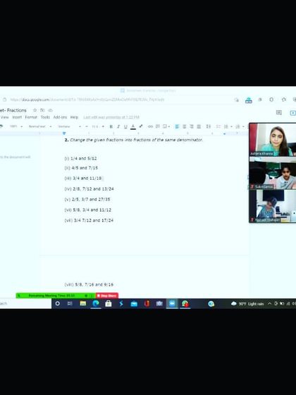Here is a glimpse of a math session on fractions for a middle school student. We are working on changing given fractions into fractions of the same denominator, a key skill for solving more complex fraction problems.