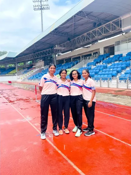 Another shot of our players at the officials' development program, standing proudly on the athletics track.