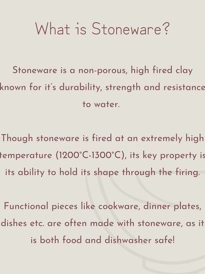 What is Stoneware? It's a durable, non-porous, high-fired clay that is both food-safe and dishwasher-safe, making it perfect for everyday cookware and dinnerware.