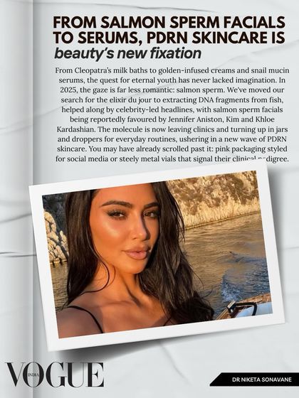 From salmon sperm facials to serums, PDRN skincare is beauty's new fixation. I was honored to contribute my thoughts to Vogue India on this cutting-edge trend that is setting new benchmarks in clinical beauty.