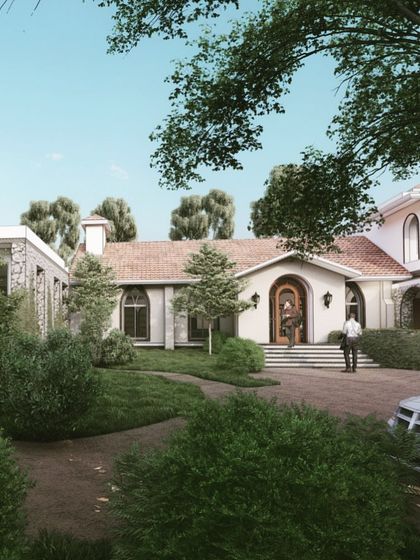 Our client for this 11,000 sq.ft. villa was inspired by Bangalore's rich cultural history. This render shows our vision for combining historical elements with contemporary interior spaces.