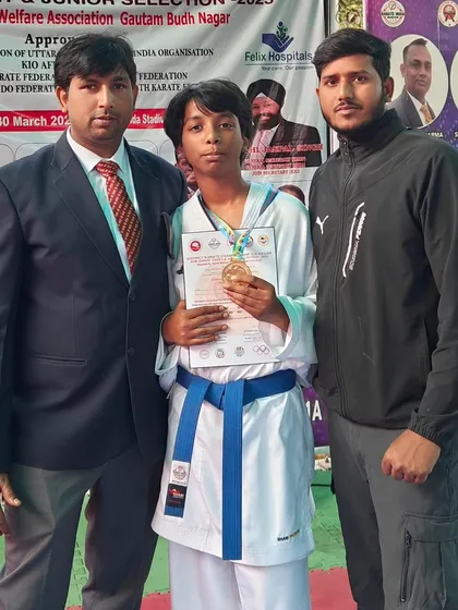 With a cadet champion at the Gautam Buddh Nagar district selections. His gold medal is a ticket to the next level.
