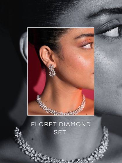 The Floret Diamond Set is for the bride who believes in understated luxury. The necklace and matching earrings are a trousseau essential that can be worn long after the wedding.
