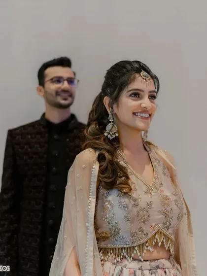 A beautiful shot of the happy couple. Her makeup is fresh and radiant, perfect for a night of dancing and celebration.