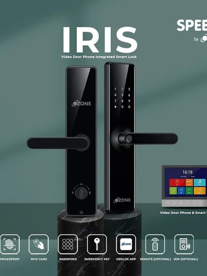 This is the Ozone IRIS, a video phone integrated smart lock that offers multiple access methods. We provide keyless entry solutions including fingerprint, RFID card, password, and app-based remote control for maximum security and convenience.
