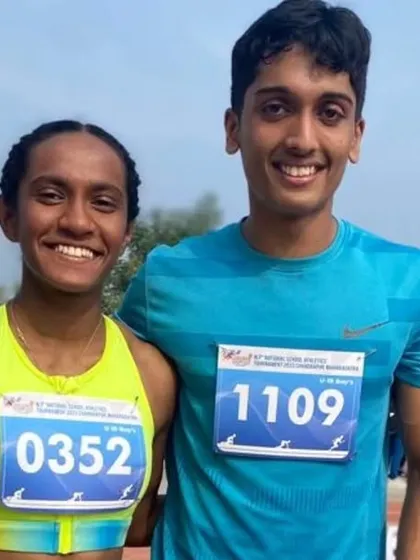 My athletes Eekisha and Jason at the School Games Federation of India National Athletics Meet. Their smiles show the joy of competing and succeeding together.