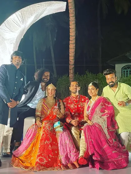 A picture with the happy couple and our team after a successful sangeet in Goa. We truly become part of the family.