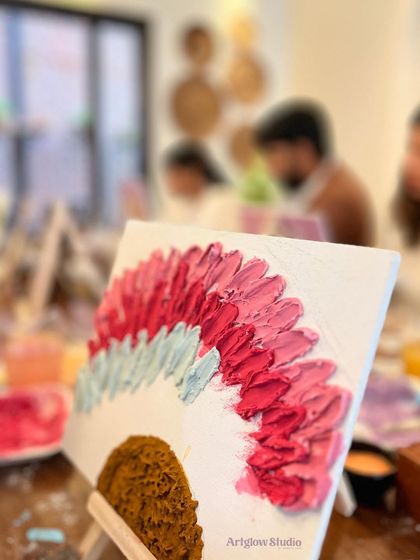 A close-up of a texture art piece in progress. You can really see the satisfying thickness of the paint.