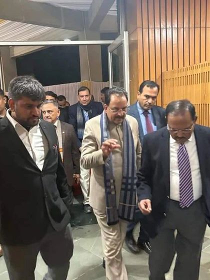 Walking with NSA Ajit Doval ji at the book launch event. Engaging with leaders who shape our national security policy provides invaluable perspective for my work.