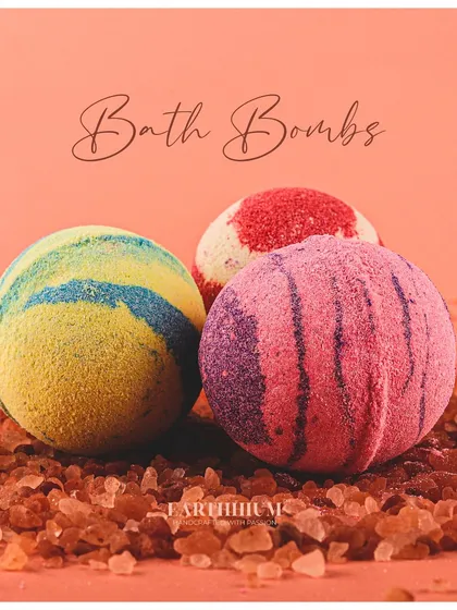 Get ready for a fizzy, fragrant escape. My handmade bath bombs, like these colorful striped ones, are packed with soothing ingredients to help you unwind after a long day. Just drop one in the tub and relax.