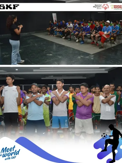 An interactive session with the Special Olympics athletes, focusing on fun and team bonding activities off the field.
