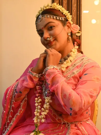 My 'Radha' look. This portrait captures the serene and devotional aspect of the character I embodied.