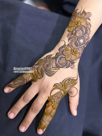 A unique design that combines floral elements with modern geometric diamonds. I enjoy creating custom patterns that mix different styles.