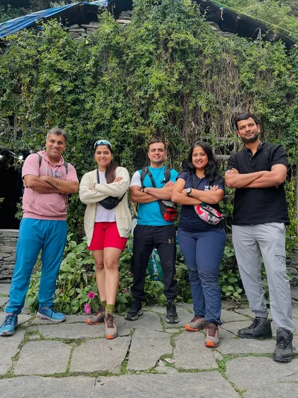 Our team posing before the big mountain run. The camaraderie and shared experience make these tough events memorable.