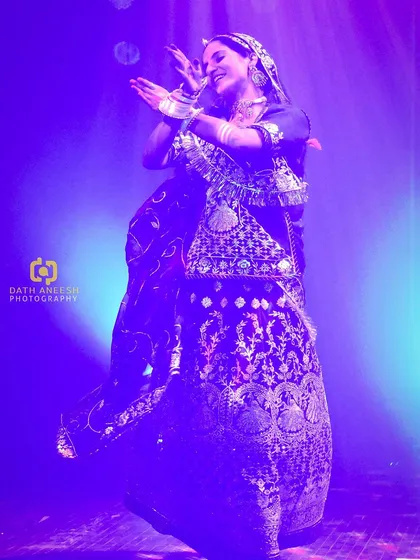 A smile that comes from the heart during a Ghoomar performance. Dressed in a traditional poshak, every twirl and gesture is an expression of deep-rooted feeling. This is the happiness I feel when I can share the stories of my home with you.
