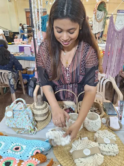 Here I am at my very first market. It was such a joy to arrange all my handmade pieces and share them with everyone.