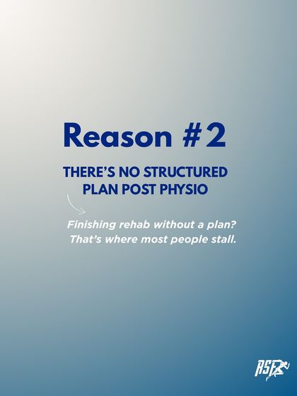Reason #2 your recovery stalls: no structured plan post-physio. Finishing rehab without a clear path forward is where most people get stuck. I provide the structured guidance needed to continue progressing.