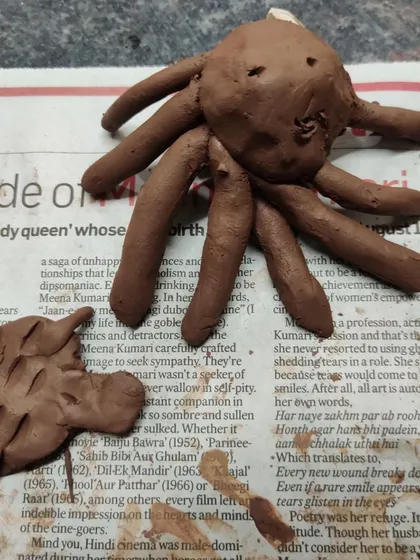 An octopus and another sea creature sculpted by a child. The joy is in the making, and the results are always wonderfully imaginative.