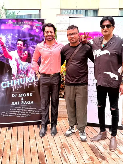 At the launch event for my "Chhukar Mere Man Ko" remix. It's always a great experience to collaborate with talented artists and see a project come to life with the support of a label like Maharajah Music.