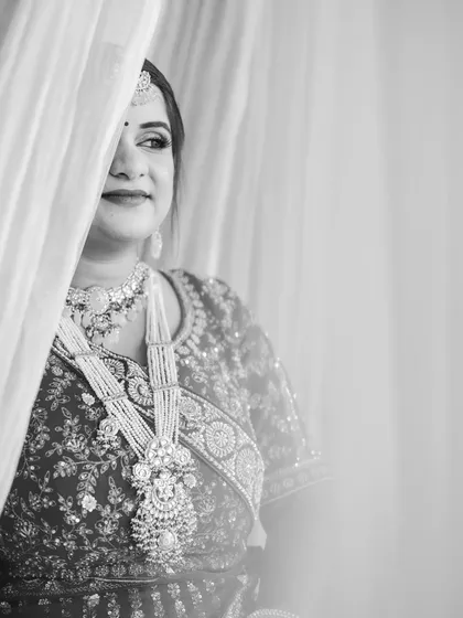 The same portrait in black and white, which adds a timeless and classic feel to the image.