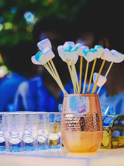 Marshmallow shots ready to be served. These sweet treats are a fun and unexpected addition to the bar menu, loved by guests of all ages.