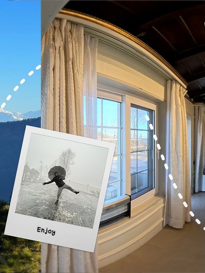 A collage capturing the joy of experiencing a sudden snowfall at the Vanshivat homestay in Mukteshwar. These personal, in-the-moment shots make a property feel more authentic and inviting.