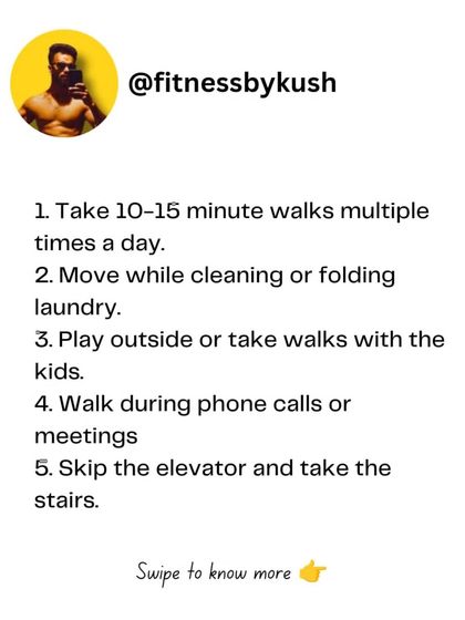 Hitting 10k steps as a busy parent seems impossible, but it's not. Take short 10-15 minute walks, walk during phone calls, play with your kids outside, and always take the stairs. Every step counts.