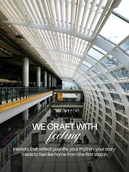 We craft with feeling, designing interiors that reflect the life, rhythm, and story of the people within them. This view of a multi-level public space shows how we use light and structure to create an intuitive and welcoming atmosphere.
