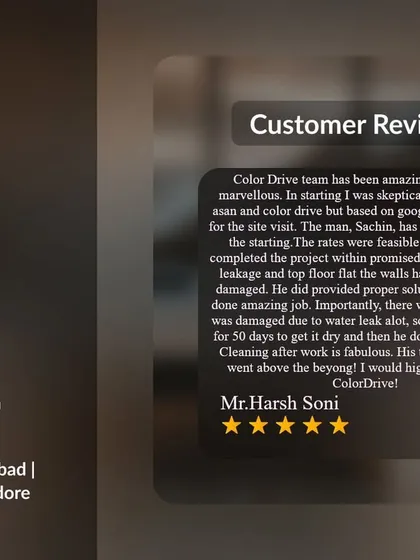 Client satisfaction is my top priority. This review from Mr. Harsh Soni highlights my team's ability to solve severe water leakage issues and deliver a fantastic result, even on challenging projects.