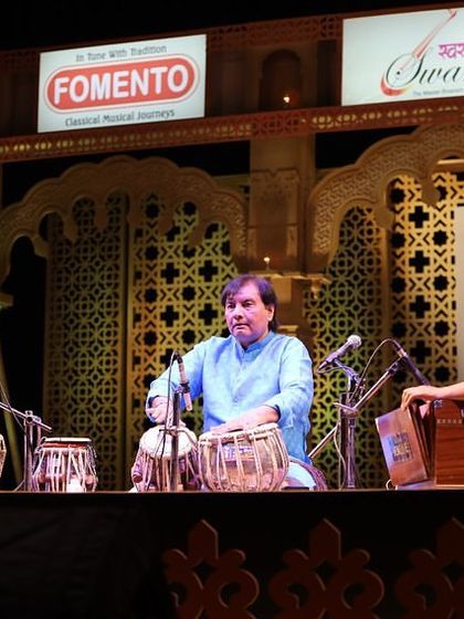 A moment of interaction with my fellow artist during the tabla duet in Goa. Listening is as important as playing in a jugalbandi performance.