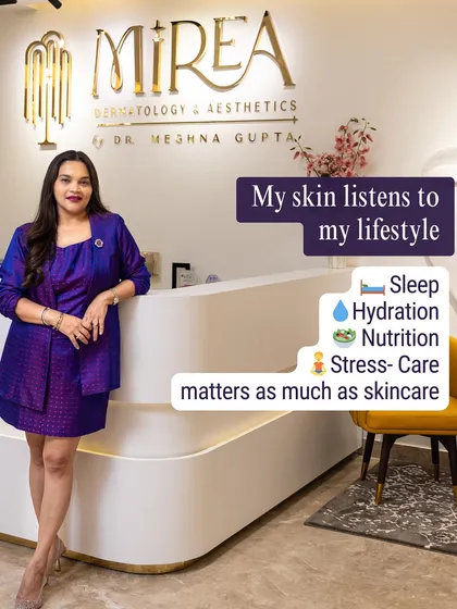 This is my clinic, Mirea, where I believe in a philosophy that goes beyond just skincare. True skin health is a reflection of your lifestyle, so I emphasize the importance of sleep, hydration, nutrition, and stress care as much as any treatment or product.