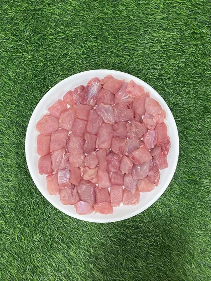 An overhead shot of my boneless rabbit meat, perfect for pet parents looking for high-quality, alternative protein sources.
