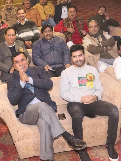 Seated with MLA Mr. Ashok Rana Ji during the "Akshar Khel Ratan Award" ceremony.