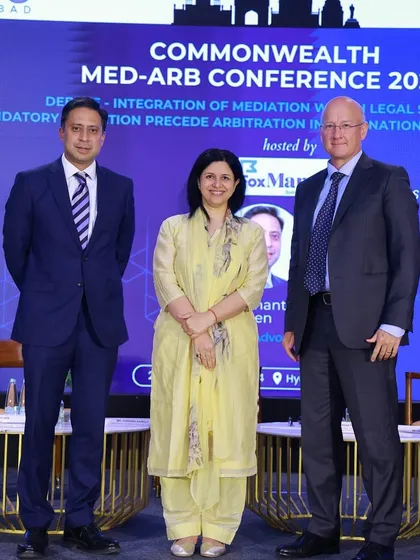 Our Senior Partner, Purnima Singh Kamble, is pictured here with fellow legal experts at the Commonwealth Med-Arb Conference. Her participation underscores our firm's leadership in the fields of arbitration and mediation and our commitment to shaping the future of international commercial dispute resolution.