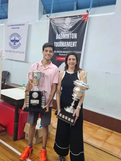 Naheed Divecha of our Bombay Gymkhana centre with her impressive collection of trophies from the All Parsee Badminton Tournament. She is an inspiration to players of all ages.