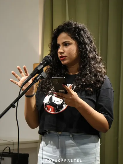 A passionate performance from a storyteller at our open mic night.