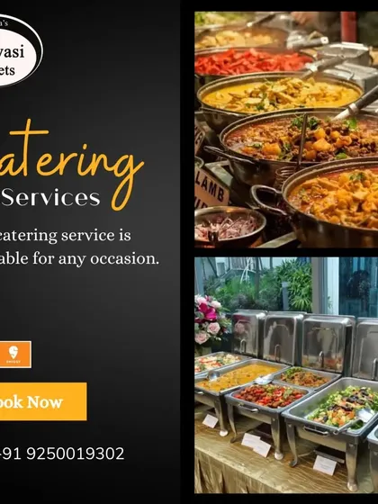 My catering service is available for any occasion. This image shows both a traditional spread and a modern buffet line, showcasing my versatility.