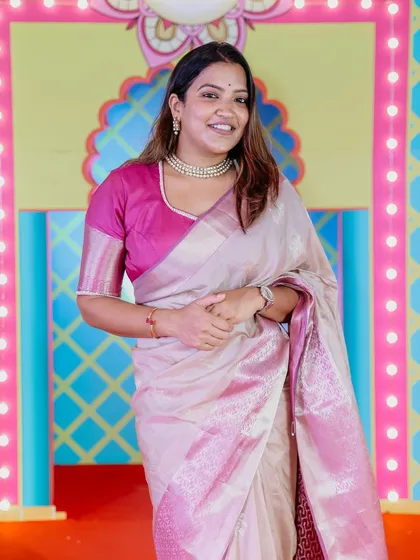 A close-up of my happy expression in this beautiful traditional attire.