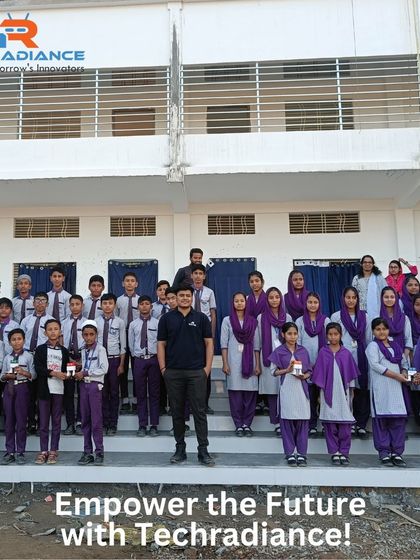 We believe every child has the potential to be a tech genius. This photo captures a group of students empowered and ready for the future after participating in one of our interactive workshops.